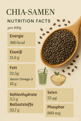 Chia-Samen Nährwerte Infografik
